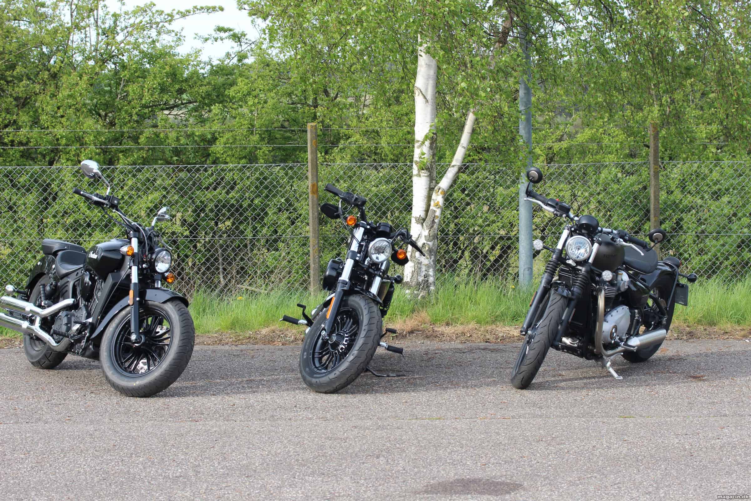 Test: 2017 Harley-Davidson Forty-Eight 1200 vs Indian Scout vs Triumph Bobber – Tre rå maskiner der oser af stil