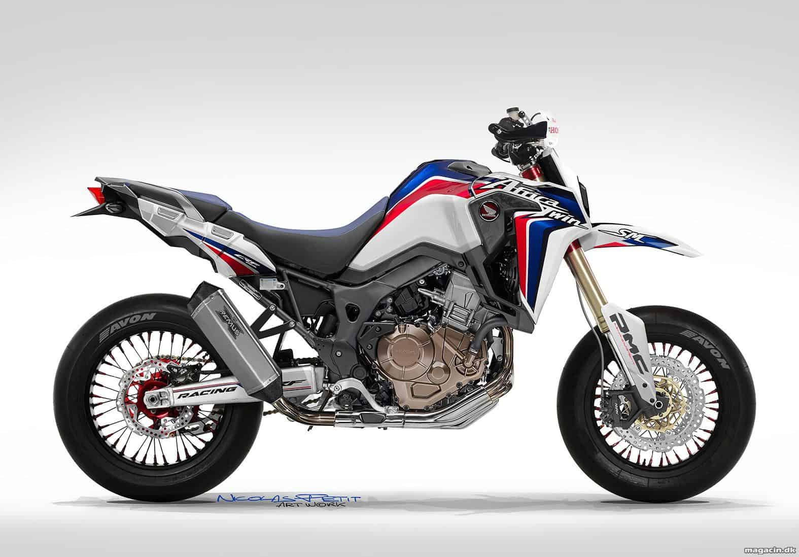 Honda Africa Twin supermotard version, 17" hjul