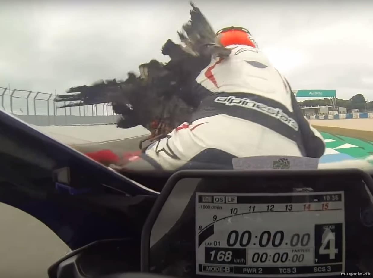 Video: Fugl fælder motorcyklist